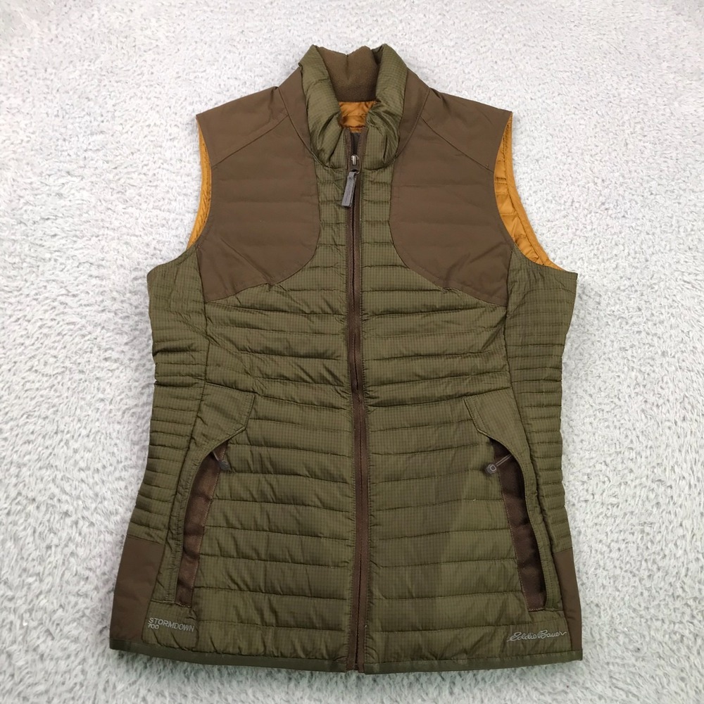 Eddie Bauer Sport Shop Vest Womens S Olive StormDown 700 Insualted Puffer Jacket